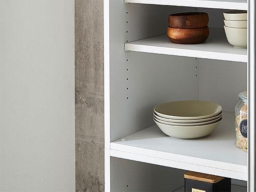 【開梱設置】引き戸 食器棚 レンジボード ポエム 幅153.5 （ホワイトガラス／ホワイト）キッチン収納 大川家具 家具