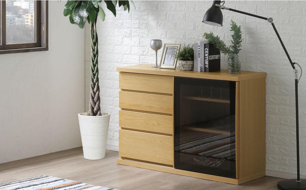 天然木リビング家具アレーグリ(サイドボード)90cm  H80【6色】