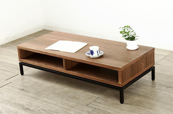 大川家具 ヴェロス 110cm センターテーブル アイアン脚 リビングテーブル 天然木ウォールナット