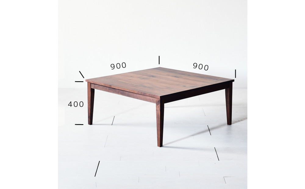 【シンプルモダンな家具のお部屋に】 シャープなデザインのＮＯ１センターテーブル90×90 ウォールナット ローテーブル 無垢材 国産 大川家具