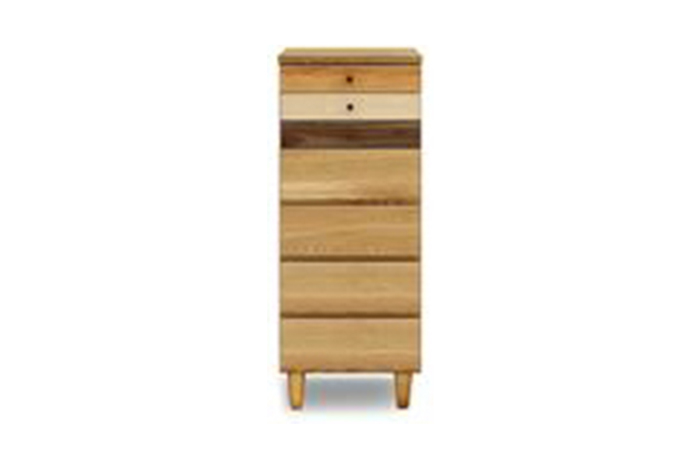 アルル40センチ幅-7段チェスト 様々な樹種の木材を組み合わせた個性的なチェスト