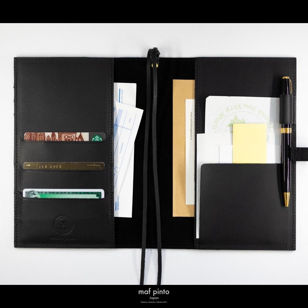 maf pinto (マフ ピント) レザー手帳カバー B6 ブラック 本革 日本製