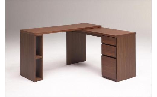 ＜天板のサイズが自由に変えれて二人でも使えるデスク＞スライドWデスク135／ブラウン／机／大川家具