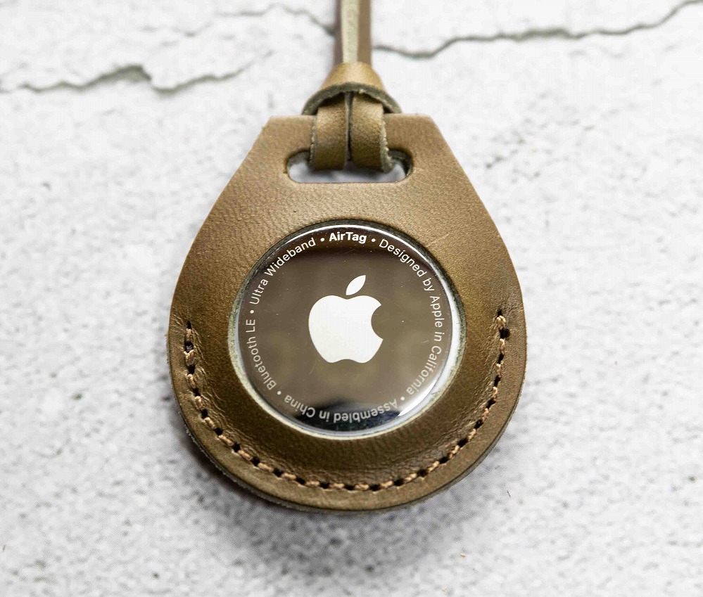 エアタグ用 ケース カバー レザー 本革 apple airtag 【オリーブ】