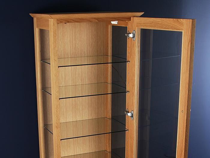 大川家具 デイジー 55cm ガラスキャビネット  コレクションボード天然木オーク(ナラ) 野中木工所