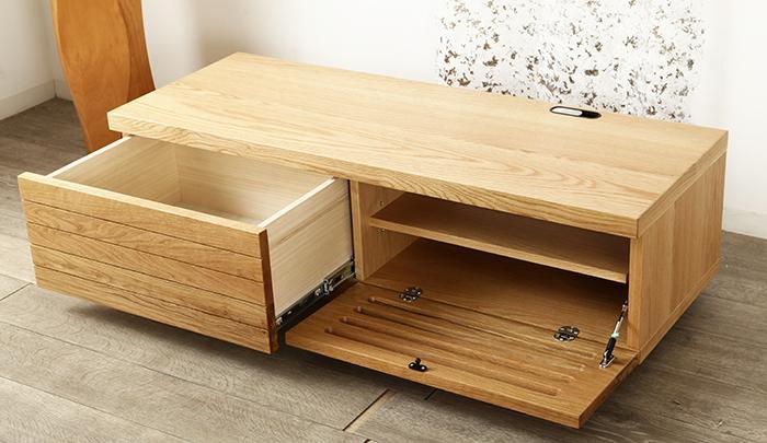 大川家具 ノート120TVボード左引出し オーク(ナラ) 台輪