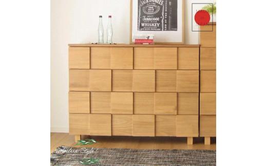 120幅4段 ナチュラル チェスト タンス 国産 大川家具 完成品 おしゃれ モダン レトロ
