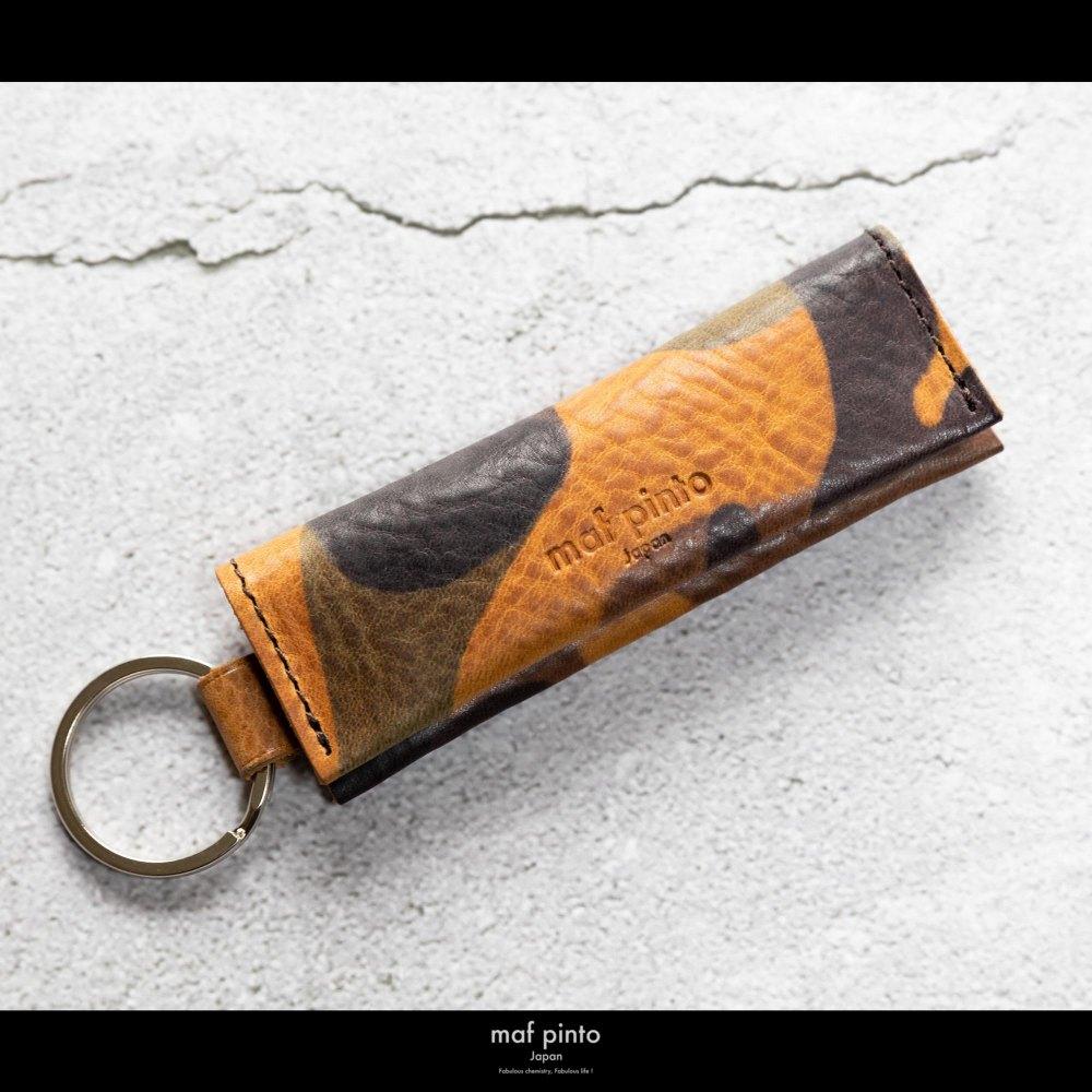 maf pinto (マフ ピント) キーリング キーホルダー 小銭入れ付き ミニ財布 カモフラージュ ライト レザー 本革 日本製