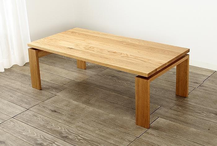 大川家具 エクボ 120cm センターテーブル リビングテーブル 天然木オーク(ナラ) 野中木工所