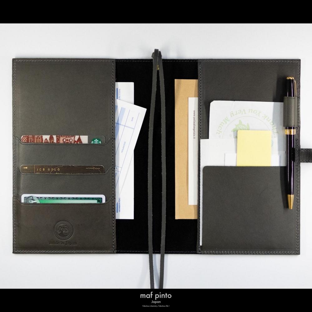 maf pinto (マフ ピント) レザー手帳カバー B6 グレー 本革 日本製