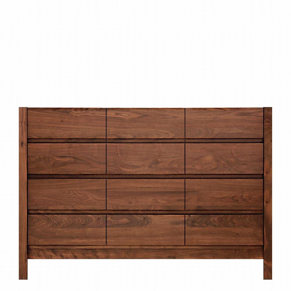 チェスト タンス 幅122 4段 奥行44 ウォールナット 無垢 桐たんす 箪笥 脚付き 木製 婚礼 衣類収納 大川家具 丸田木工 シーズ