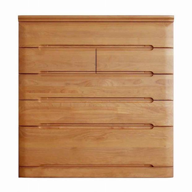 チェスト タンス 幅102 5段 奥行44 アルダー材 ナチュラル色 プラム 桐たんす 箪笥 婚礼家具 衣類収納 大川家具【丸田木工】