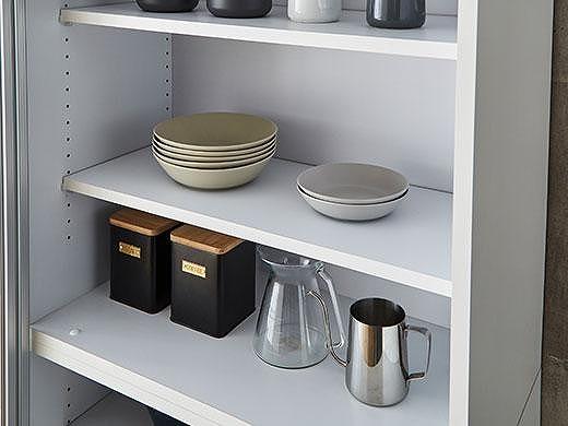 【開梱設置】引き戸 食器棚 ダイニングボード ポエム 幅133.5 （ホワイトガラス／ホワイト）キッチン収納 大川家具 家具