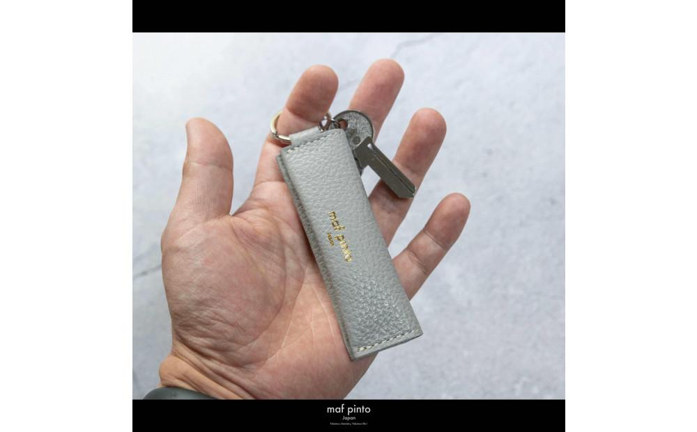 maf pinto (マフ ピント) キーリング キーホルダー 小銭入れ付き ミニ財布 ライトグレー ADRIA LINE レザー 本革 日本製