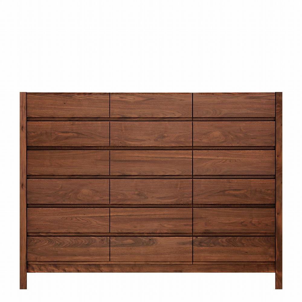 チェスト タンス 幅156 6段 奥行44 ウォールナット 無垢 桐たんす 箪笥 脚付き 木製 婚礼 衣類収納 大川家具 丸田木工 シーズ