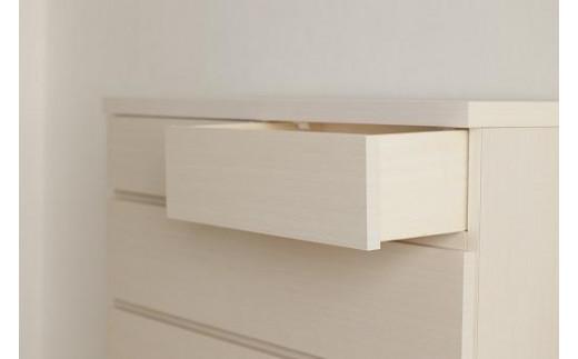 【洗面所などの限られた空間に便利】薄型チェスト 90cm幅5段 (ホワイト木目)