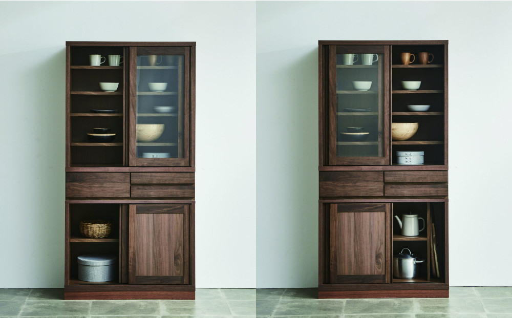 無垢リビング家具エリア2(キャビネット・ダイニングボード・食器棚)90cm【2色】