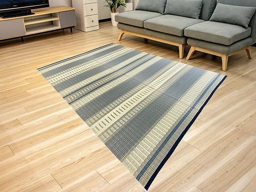 国産い草 掛川織ラグ 清流 ブルー 191×250