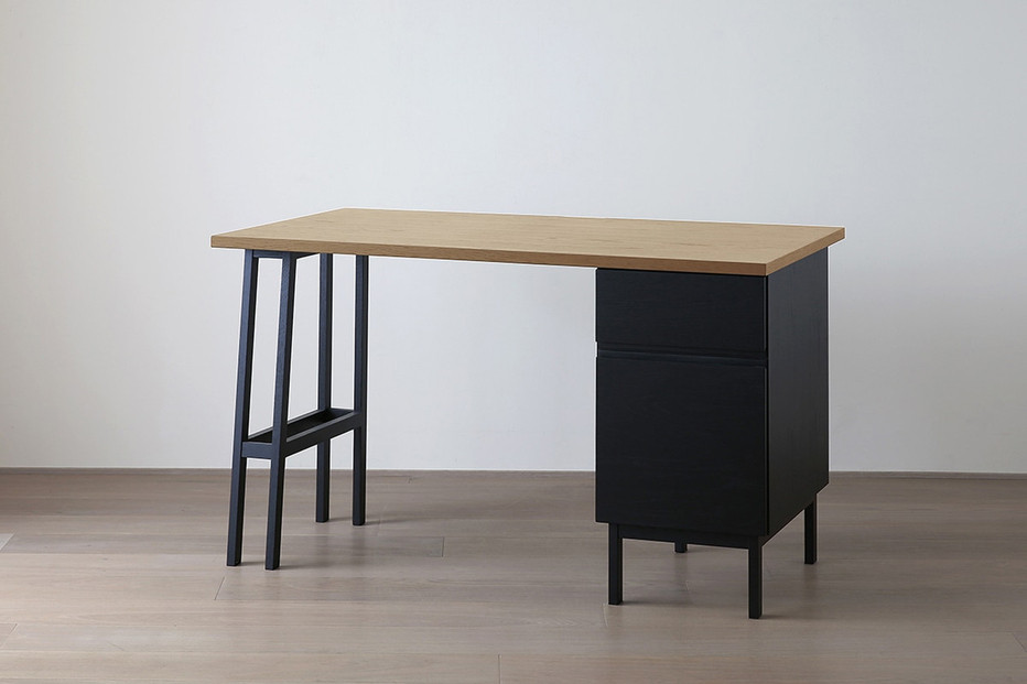 【開梱設置】高野木工 プレーンデスク SET6 天板/オーク パーツ/オーク黒塗装（W120×D70cm）【10年保証】