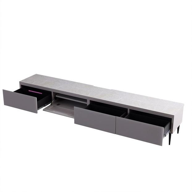 テレビボード 幅240cm ローボード テレビ台 リスボン グラスグレー(GGY)×マーブルホワイト【モーブル】【大川家具】