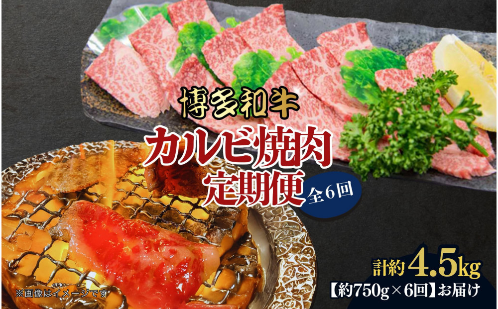 博多和牛 カルビ焼肉(バラ)定期便全6回(約750g×6回)