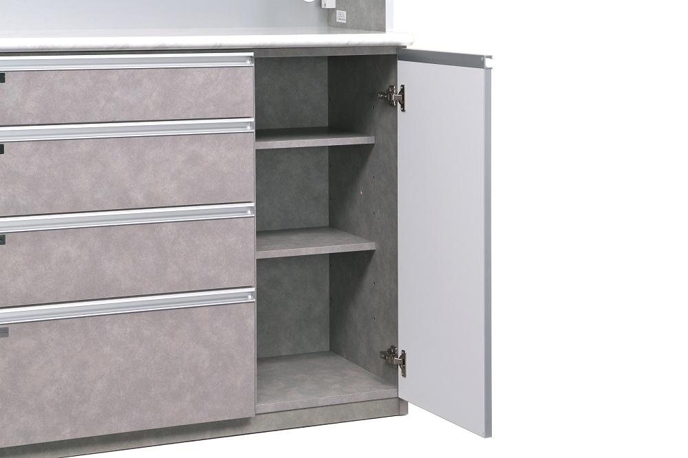 （ブラック木目）【開梱設置】 オッド キッチンボード 幅150cm 上置き付 耐震 引き戸 食器棚 オープンボード 完成品 カップボード ダイニングボード 150幅 大川家具