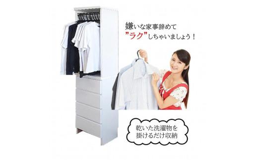 ランドリー収納 薄型 ランドリーラック ラク家事 収納（幅55cmレノアリセット）ハンガー収納 スリム 国産 完成品 ランドリーチェスト 洗面所 収納