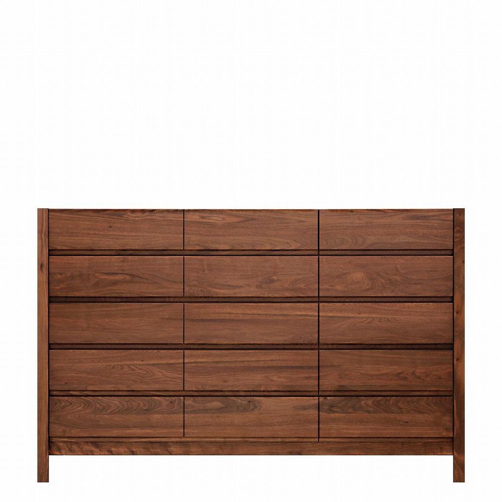 チェスト タンス 幅156 5段 奥行44 ウォールナット 無垢 桐たんす 箪笥 脚付き 木製 婚礼 衣類収納 大川家具 丸田木工 シーズ