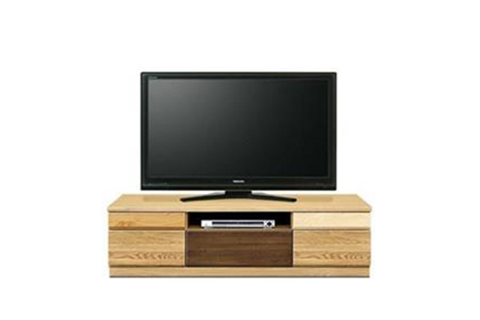 150センチ幅テレビボード・アルル 様々な樹種の木材を組み合わせた個性派