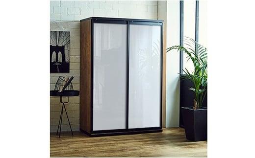 【開梱設置】引き戸キッチンボード 食器棚 ポエム 幅113.5 2枚扉（プレミアムホワイトガラス） レディオーク レンジ台 家具