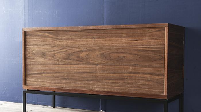 大川家具 ブローディ120リビングボード ステンレス脚 天然木ウォールナット