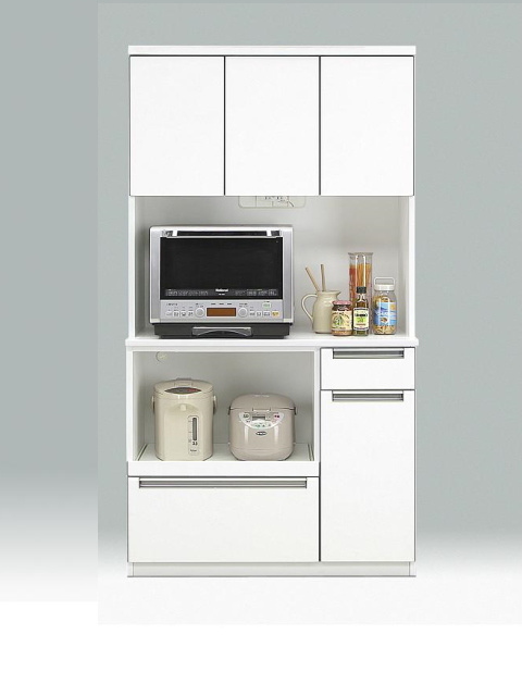 白の清潔な100センチ幅のオープンダイニングボードグローレ