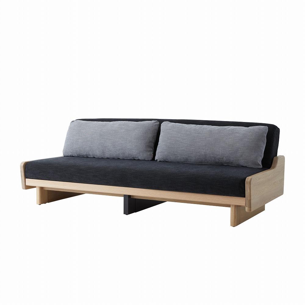 【大川家具】「ごろ寝ソファベッド」レスト 200：ナチュラル×ダークグレー【モーブル】