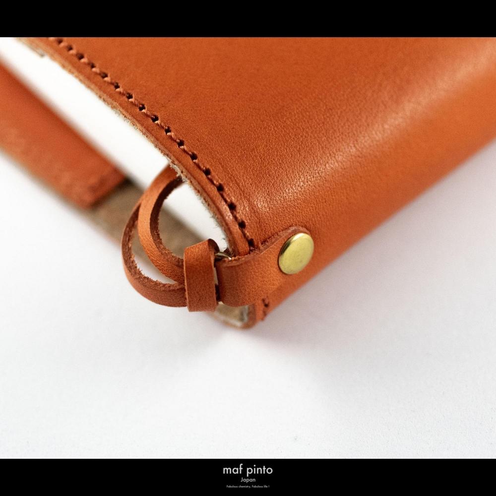 maf pinto (マフ ピント) レザー手帳カバー A6 (文庫本サイズ) オレンジシュリンク 本革 日本製