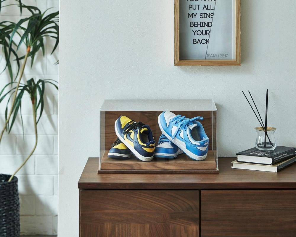 noobo シューズケース スニーカーケース アクリルケース 天然無垢材 ウォールナット BIG