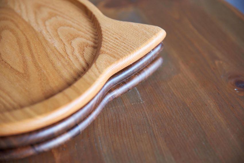 ネコプレート 木のトレイ お盆 1枚 ウォールナット