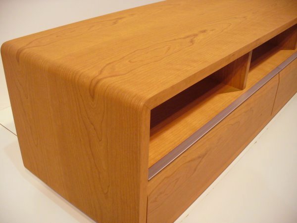 【ROUND テレビボード　ブラックチェリー153cm】＜ブラックチェリー材ツキ板　オイルフィニッシュ＞ 家具 テレビ台 テレビボード TVボード AVボード 棚 リビングボード サイドボード ローボード MUFactory