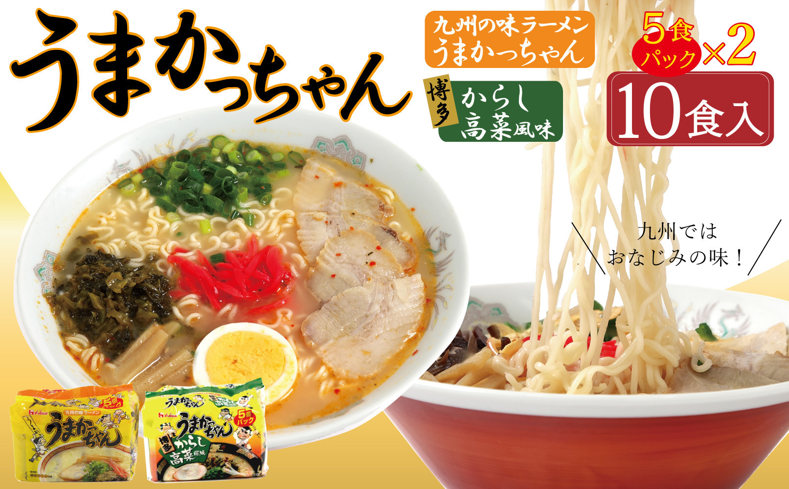 うまかっちゃん 2種 10食 セット （定番5袋＆博多からし高菜風味 5袋）