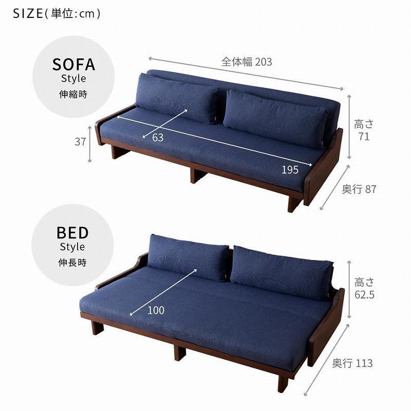 ソファ ソファベッド 幅200 ルイス 200ごろ寝ソファ＜オークブラウン×ライトグレー＞【モーブル／大川家具】