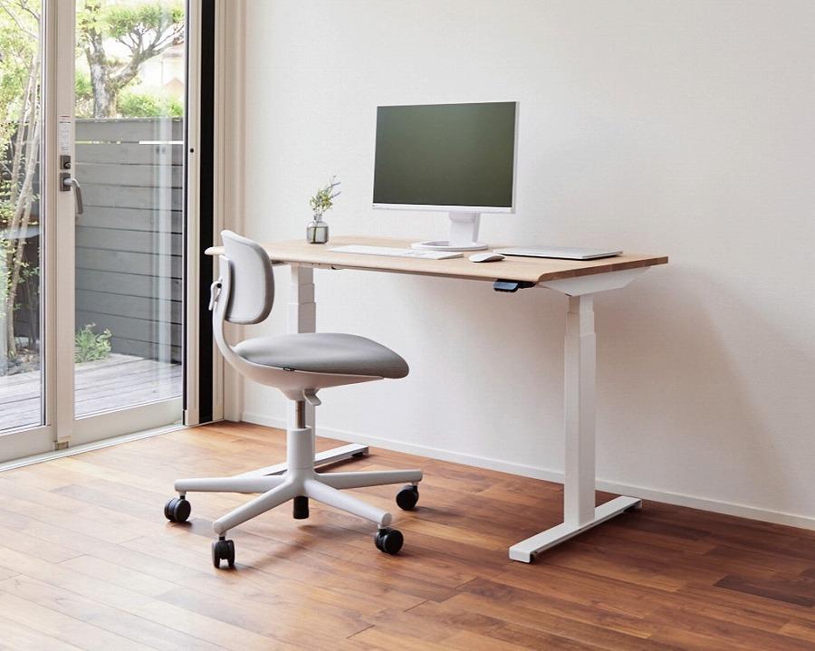 【幅120cm】【オーク】【ミニシェルフ付】 電動昇降デスク 無垢材 パソコンデスク WAAKstandingPro