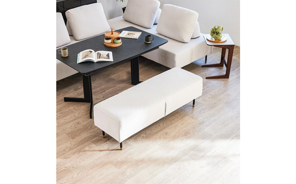 Carlo カルロ 幅120cm ソファベンチ アイランドソファ ミルキーホワイト 【モーブル】【大川家具】