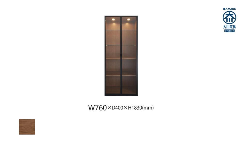 天然木リビング家具ミト(キャビネット・シェルフ)76cm ガラス戸 WN