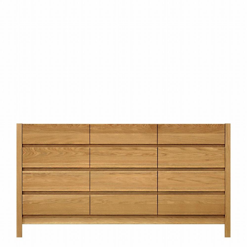 チェスト タンス 幅156 4段 奥行44 ホワイトオーク 無垢 桐たんす 箪笥 脚付き 木製 婚礼 衣類収納 大川家具 丸田木工 シーズ