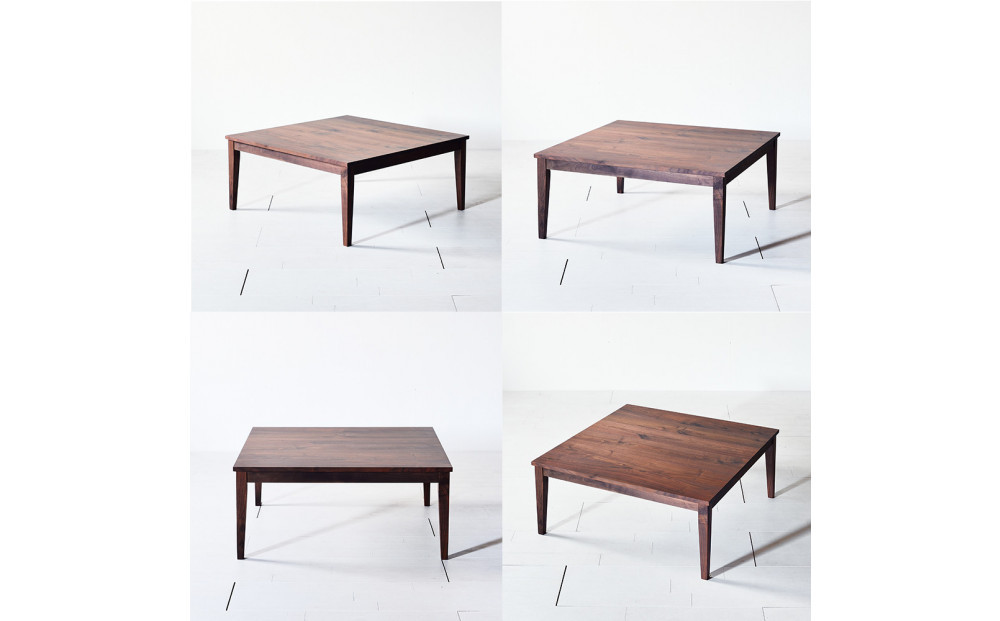 【シンプルモダンな家具のお部屋に】 シャープなデザインのＮＯ１センターテーブル120×120 ウォールナット ローテーブル 無垢材 国産 大川家具