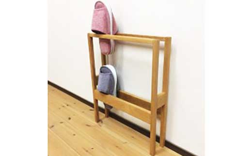 【２段スリッパラック　ブラックチェリー】おしゃれな玄関の演出に＜ブラックチェリー材　オイルフィニッシュ＞玄関 リビング インテリア 木製 小物 置物 MUKU屋 MUFactory