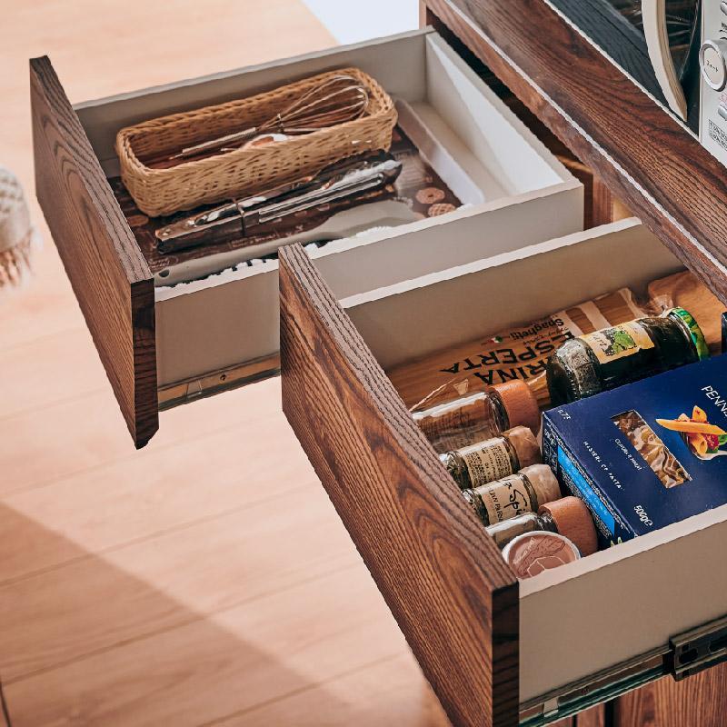 【Chatra／チャトラ 幅120cmオープンボード ナチュラル】★シンプルでお部屋に合わせやすい食器棚