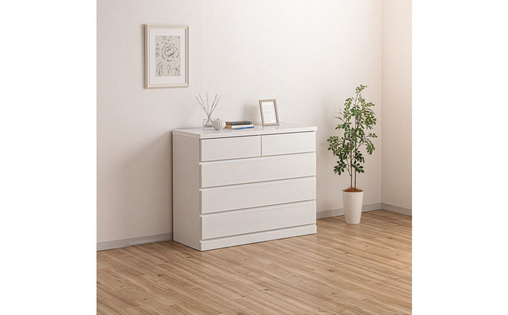 シン パッソ 幅100cm 4段 ホワイト 収納 チェスト 木製 完成品 シンプル 収納棚 衣装ケース