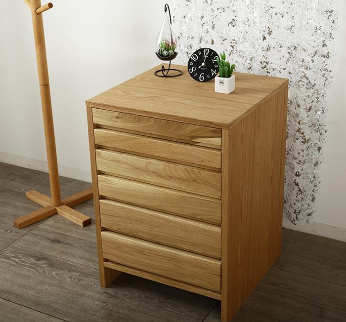 大川家具 レフライン 50cm サイドチェスト 収納タンス 天然木 オーク(ナラ) 野中木工所