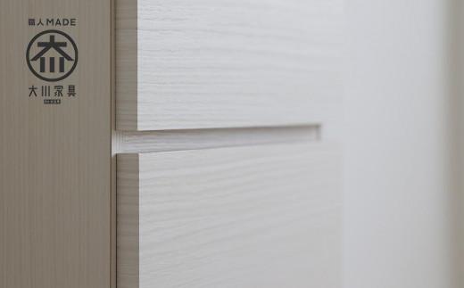 【洗面所などの限られた空間に便利】薄型チェスト 45cm幅4段 (ホワイト木目)