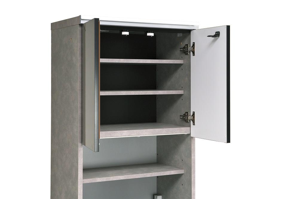 （ムラミグレー）【開梱設置】 オッド 食器棚 幅60cm 上置き付 ダイニングボード 完成品 キッチン収納 スリム 大川家具 キッチンボード